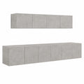 Set di mobili TV 5 pezzi compensato grigio cemento, mobile TV, mobile soggiorno, camera da letto completa 3114425