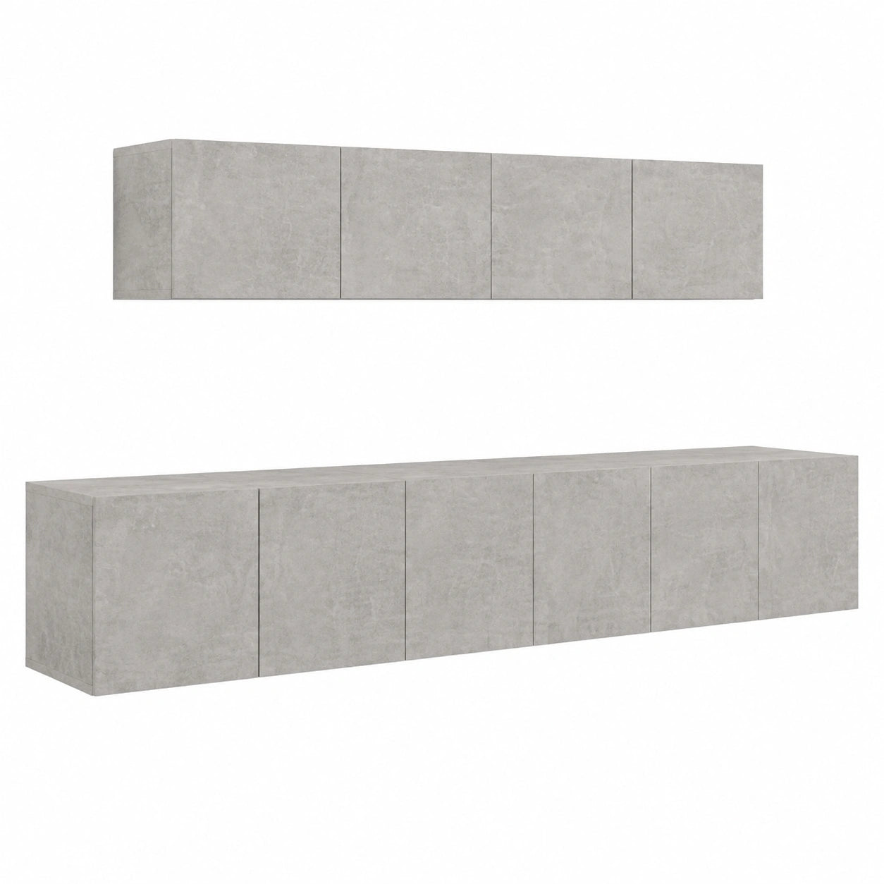 Set di mobili TV 5 pezzi compensato grigio cemento, mobile TV, mobile soggiorno, camera da letto completa 3114425
