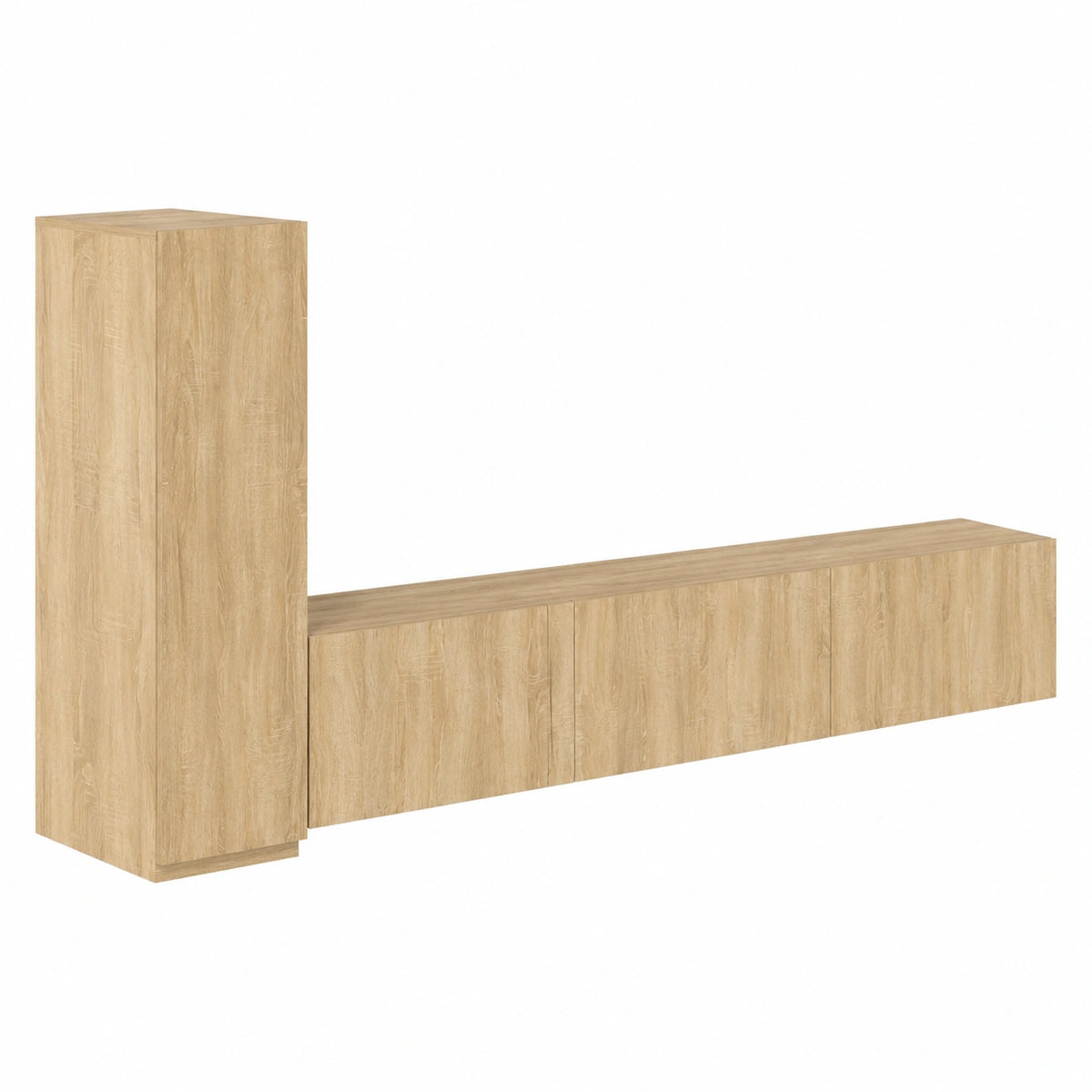 Set di mobili per TV in rovere Sonoma, 3 pezzi, 100 × 30 × 30 e 30,5 × 30 × 110 cm, moderno mobile basso da parete con spazio per soggiorno