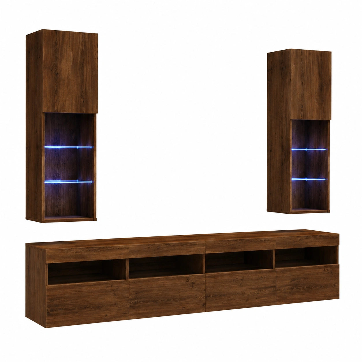 Mobili TV con Luci LED 2 pz Rovere Artigianale 30,5 × 30 × 102 cm, set Mobili Porta TV, Parete Attrezzata Soggiorno, set Mobili TV Soggiorno