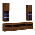 Mobili TV con Luci LED 2 pz Rovere Artigianale 30,5 × 30 × 102 cm, set Mobili Porta TV, Parete Attrezzata Soggiorno, set Mobili TV Soggiorno