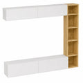 Rebecca Mobili Parete Attrezzata Soggiorno, set Mobili Pensili, Bianco Color Rovere, Truciolato, 3 Pezzi