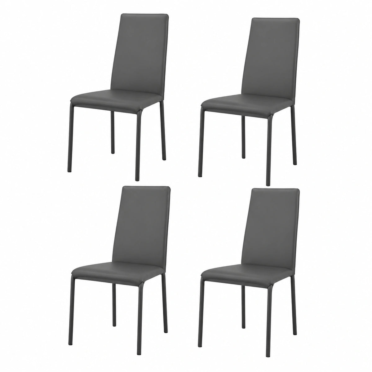 Sedie modello Sophie Lux per cucina bar e sala da pranzo, robusta struttura in acciaio imbottita e rivestita in finta pelle colore grigio scuro