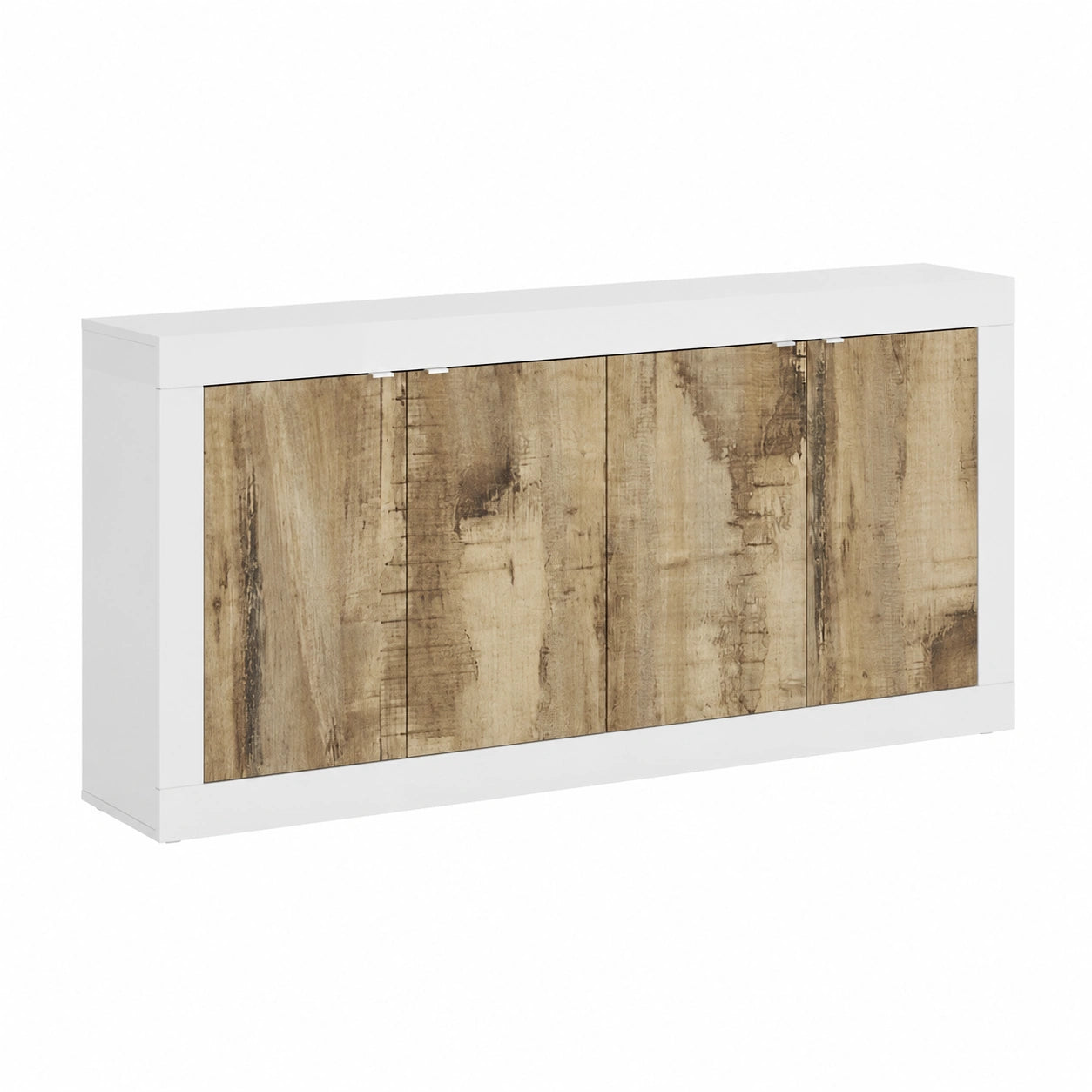 Madia con 4 Ante in Italy, Credenza Contenitore Collezione Basic per Soggiorno Cucina Ingresso Sala da Pranzo Mobile moderno originale Bianco Laccato