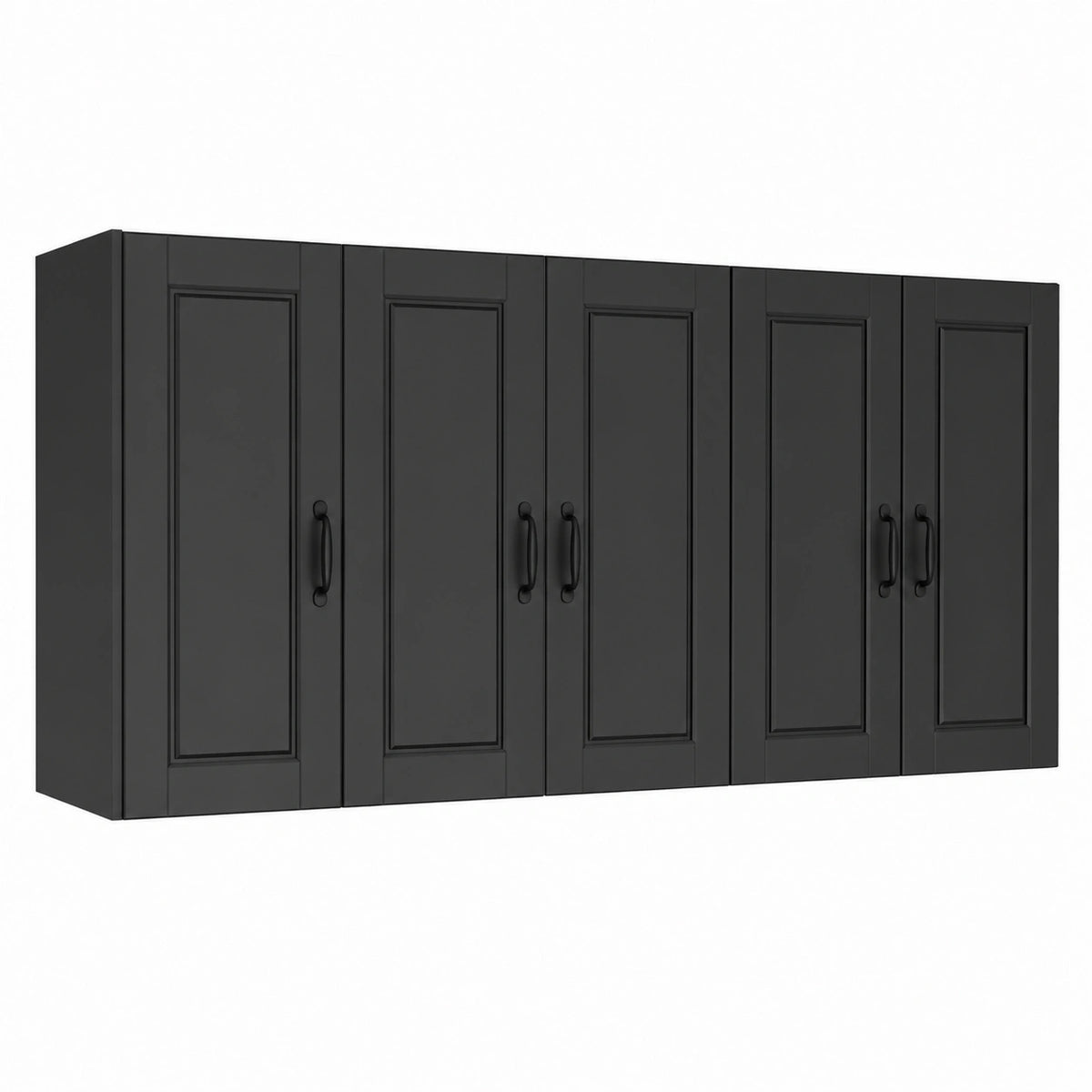Set di 2 armadietti da cucina, colore nero, 30 × 31 × 80 cm, in legno, montaggio a parete