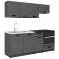 Dmora Cucina Completa Covo Grigio Antracite Modulabile un Cassetto, un Ripiano