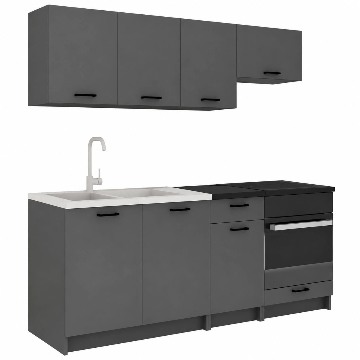 Dmora Cucina Completa Covo Grigio Antracite Modulabile un Cassetto, un Ripiano