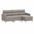 Divano 3 Posti con Sgabello Tortora Larghezza Seduta 180 cm Rivestimento in Tessuto Robusto per Soggiorno Confortevole Imbottitura set di Mobili