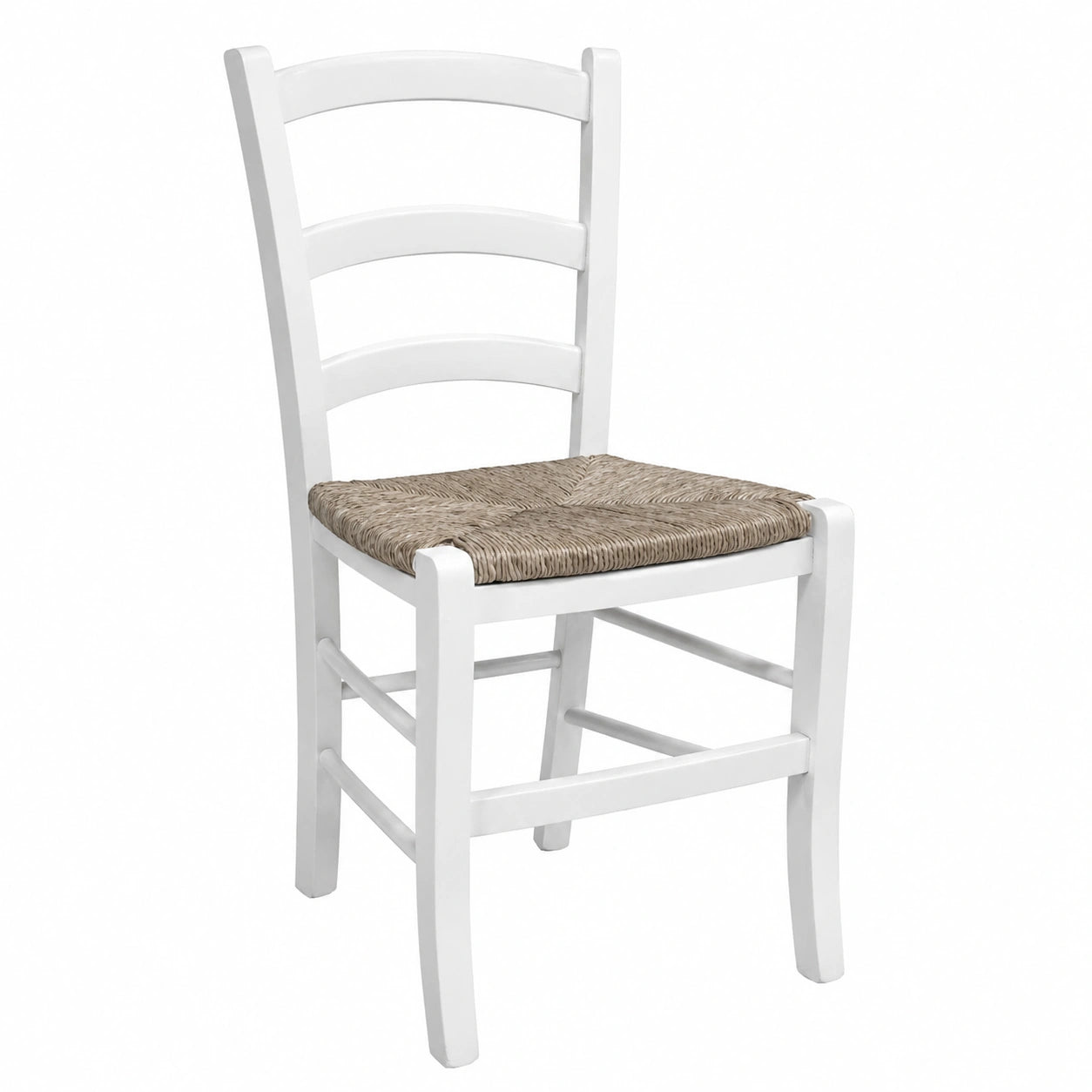 Sedia Coslada, set di 2 Sedie Classiche in Legno Color Bianco, Ideale per Sala da Pranzo, Cucina o Salotto, cm 46 × 42h87, con fondello in Paglia