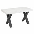 Tavolo da pranzo Oliver allungabile moderno in legno Effetto MARMO BIANCO con gambe a X antracite, elegante per sala soggiorno (180, 240 × 90 cm)