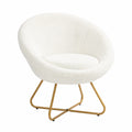 Poltrona da Camera da Letto in Finta Pelliccia 75 × 66 × 79 cm Bianco, Poltrona Salotto Imbottita, Gambe in Metallo Dorato, Piedini Antiscivolo