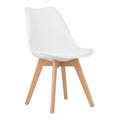 Sedie Cucina Plastica set da 2 - Bianche Sedie Sala da Pranzo Moderne - Gambe di Sedia in Legno di Faggio - Pellame Sintetico Vellutato