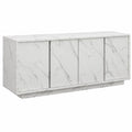 Madia con 4 Ante in Italy, Credenza Contenitore Collezione Carrara per Soggiorno Cucina Ingresso Sala da Pranzo Mobile moderno originale Marmo Bianco