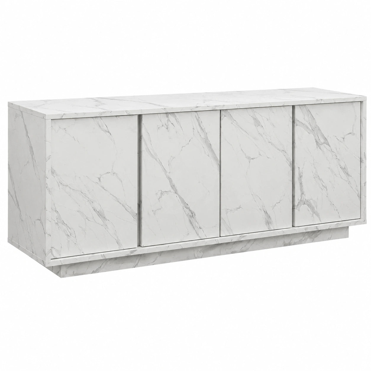 Madia con 4 Ante in Italy, Credenza Contenitore Collezione Carrara per Soggiorno Cucina Ingresso Sala da Pranzo Mobile moderno originale Marmo Bianco