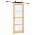 Porta scorrevole 'Orkdal' in legno massiccio e vetro, set completo di 4 pezzi per soggiorno, sala da pranzo e cucina, robusta struttura in legno