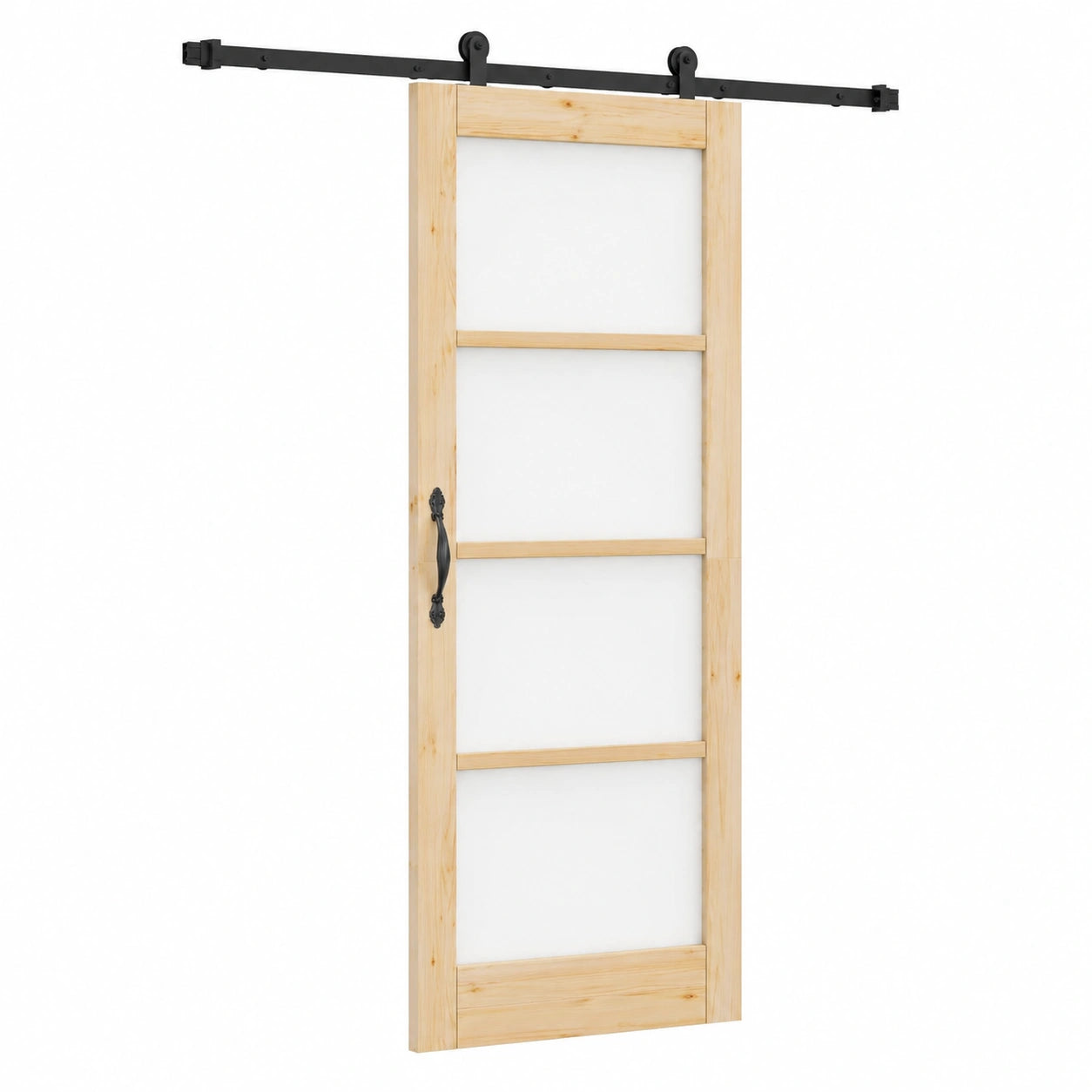 Porta scorrevole 'Orkdal' in legno massiccio e vetro, set completo di 4 pezzi per soggiorno, sala da pranzo e cucina, robusta struttura in legno