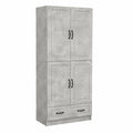 Set di 2 armadi in legno grigio cemento, set completo moderno per soggiorno e corridoio, set di mobili da parete con mensola da parete e armadio