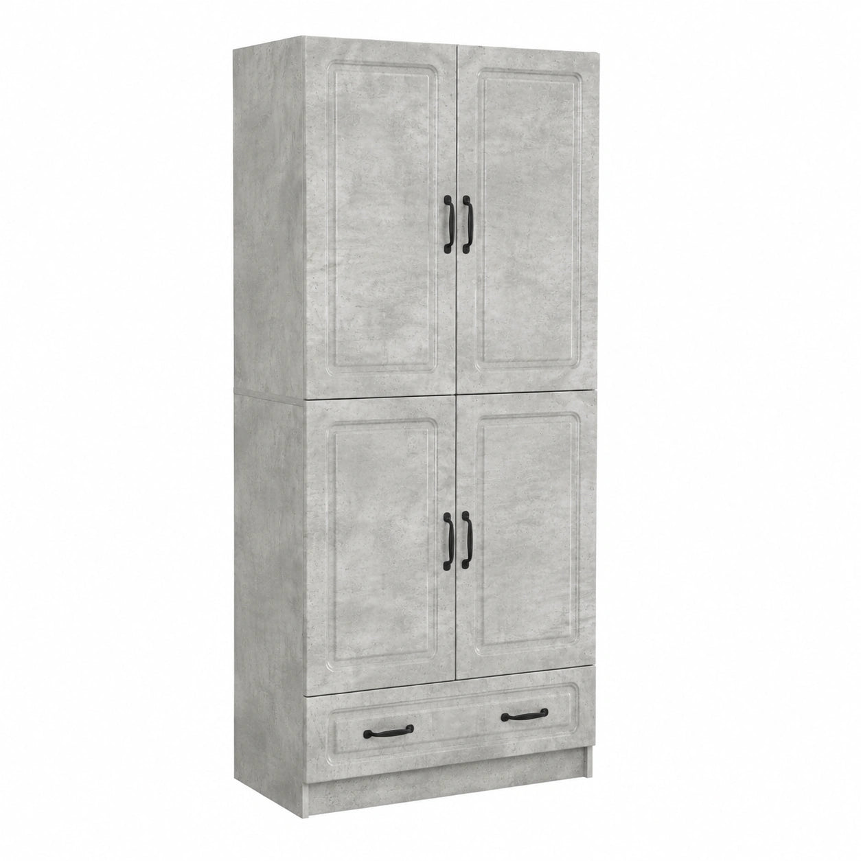 Set di 2 armadi in legno grigio cemento, set completo moderno per soggiorno e corridoio, set di mobili da parete con mensola da parete e armadio